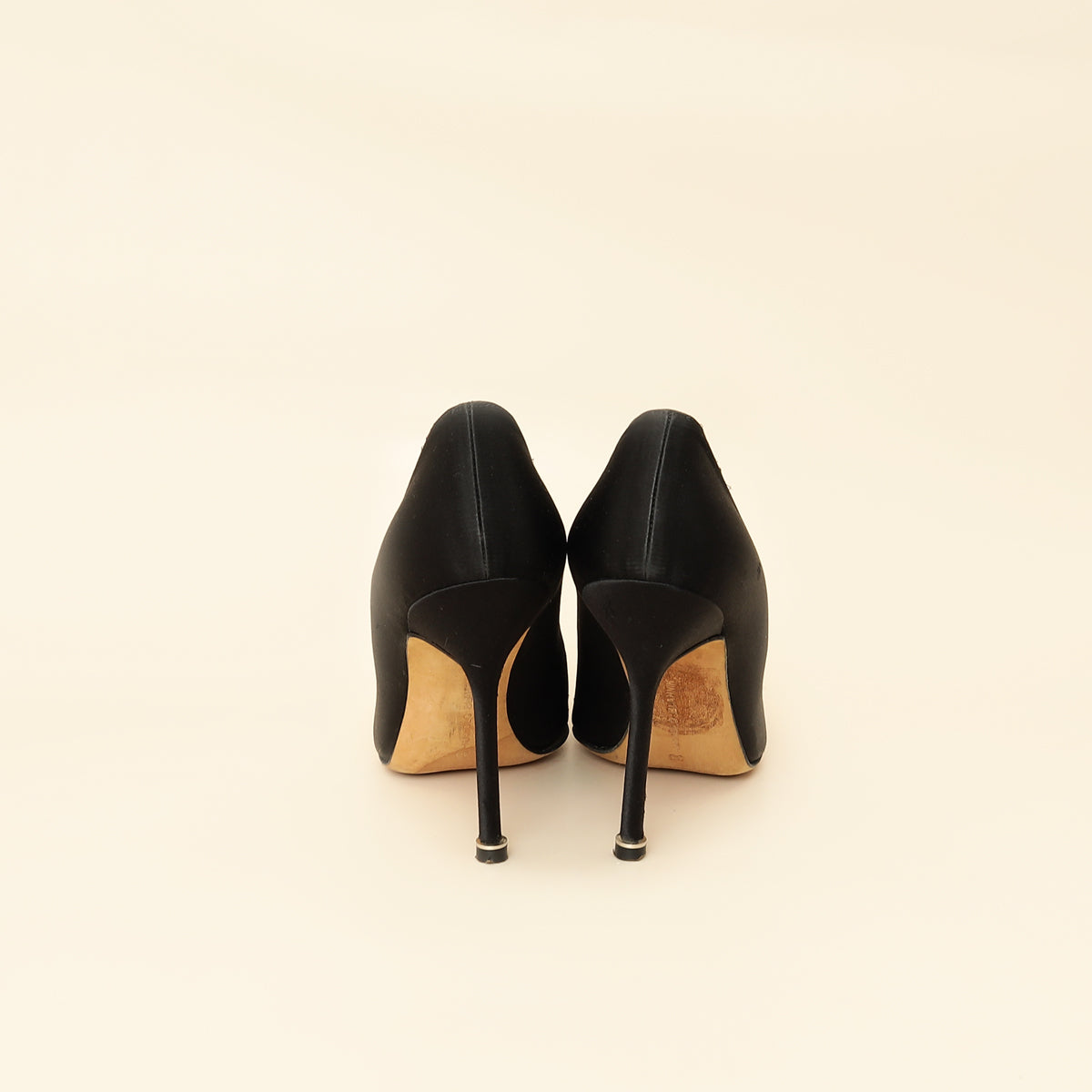 Manolo Blahnik Black Satin Hangisi Pump 38-Manolo Blahnik-THE CLOSET