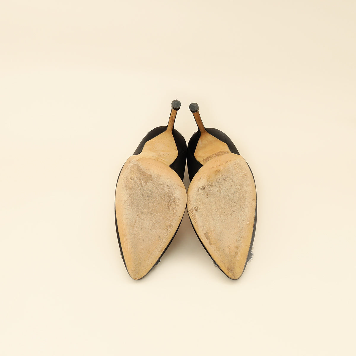 Manolo Blahnik Black Satin Hangisi Pump 38-Manolo Blahnik-THE CLOSET