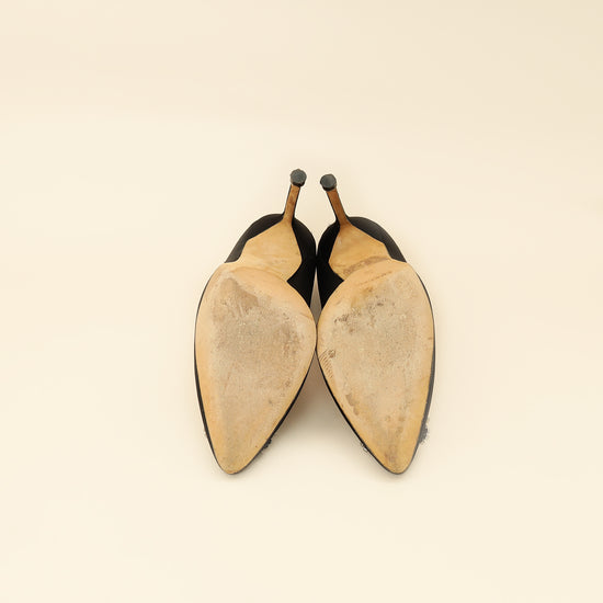 Manolo Blahnik Black Satin Hangisi Pump 38-Manolo Blahnik-THE CLOSET