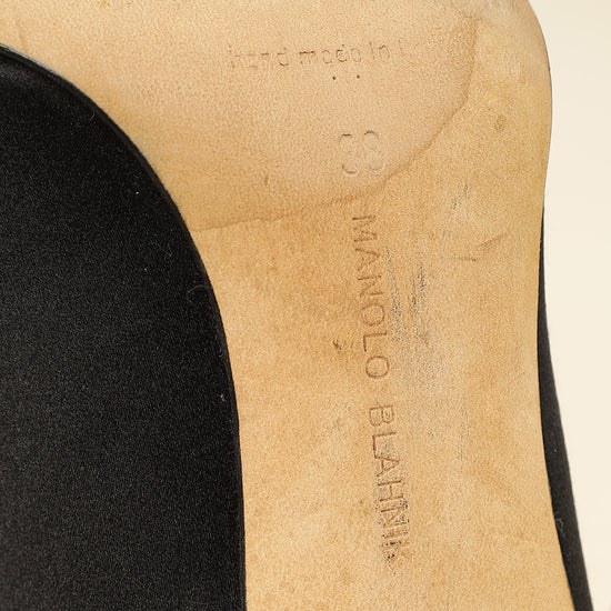 Manolo Blahnik Black Satin Hangisi Pump 38-Manolo Blahnik-THE CLOSET