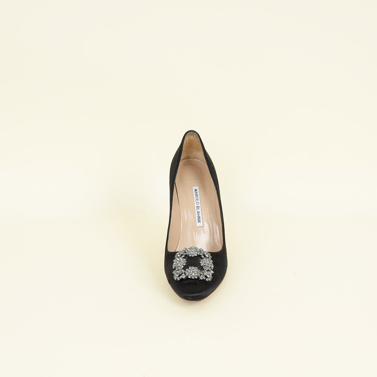 Manolo Blahnik Black Satin Hangisi Pump 39