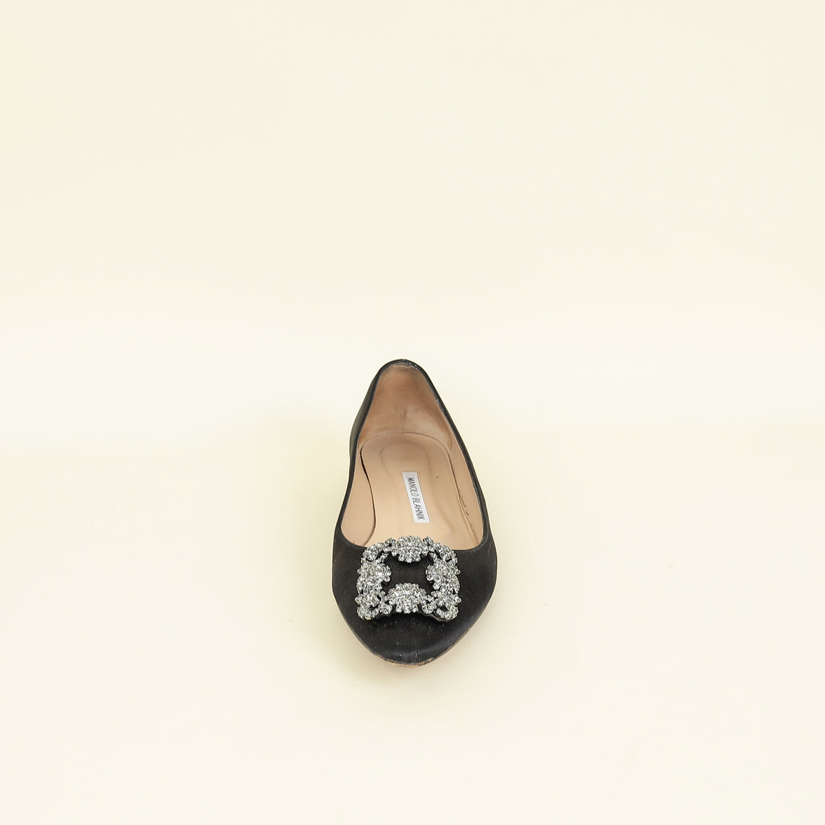 Manolo Blahnik Black Satin Hangisi Flat Ballerina 39