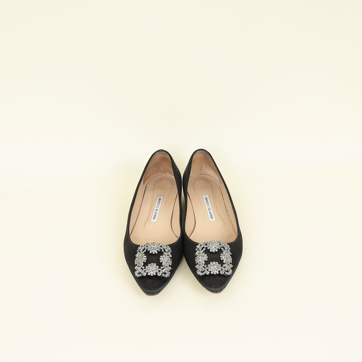 Manolo Blahnik Black Satin Hangisi Flat Ballerina 39