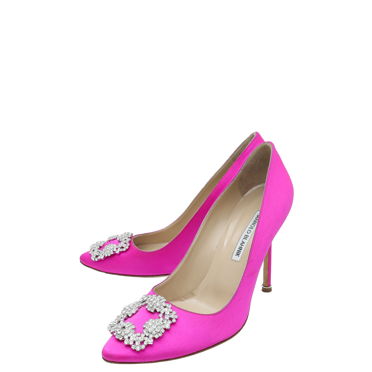 Manolo Blahnik Neon Fuchsia Satin Hangisi Pumps 39-Manolo Blahnik-THE CLOSET