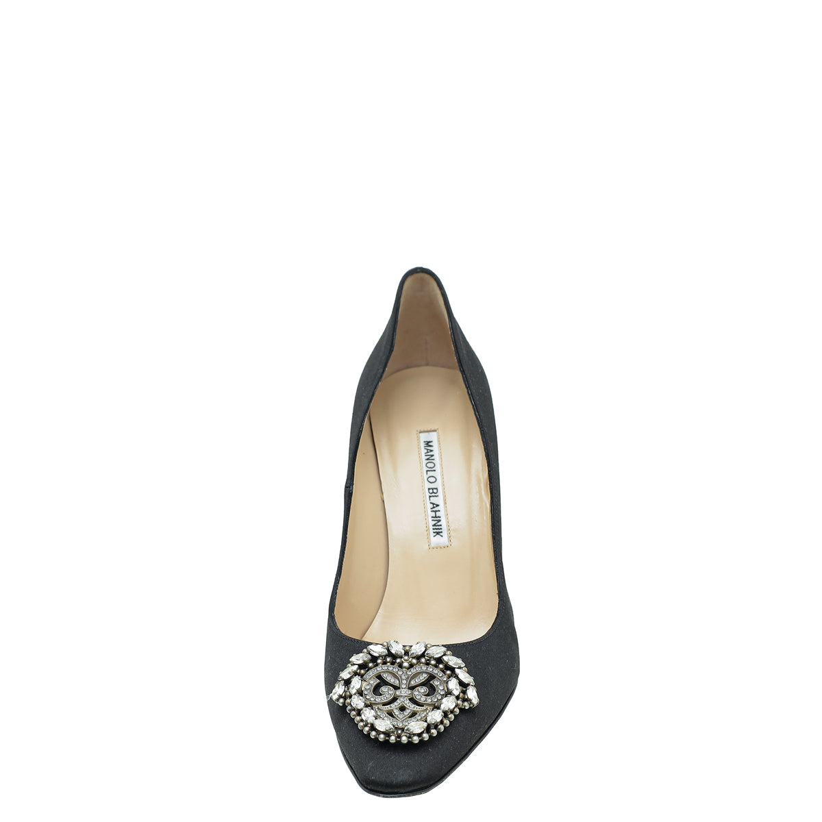 Manolo Blahnik Black Satin Okkava Pumps 39-Manolo Blahnik-THE CLOSET