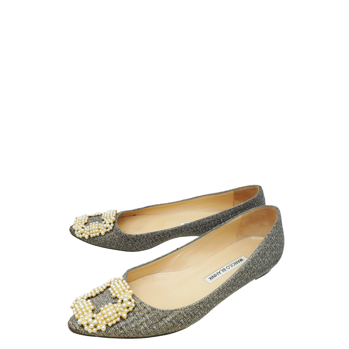 Manolo Blahnik Bicolor Hangisi Pearl Glitter Fabric Flat Ballerina 36-Manolo Blahnik-THE CLOSET