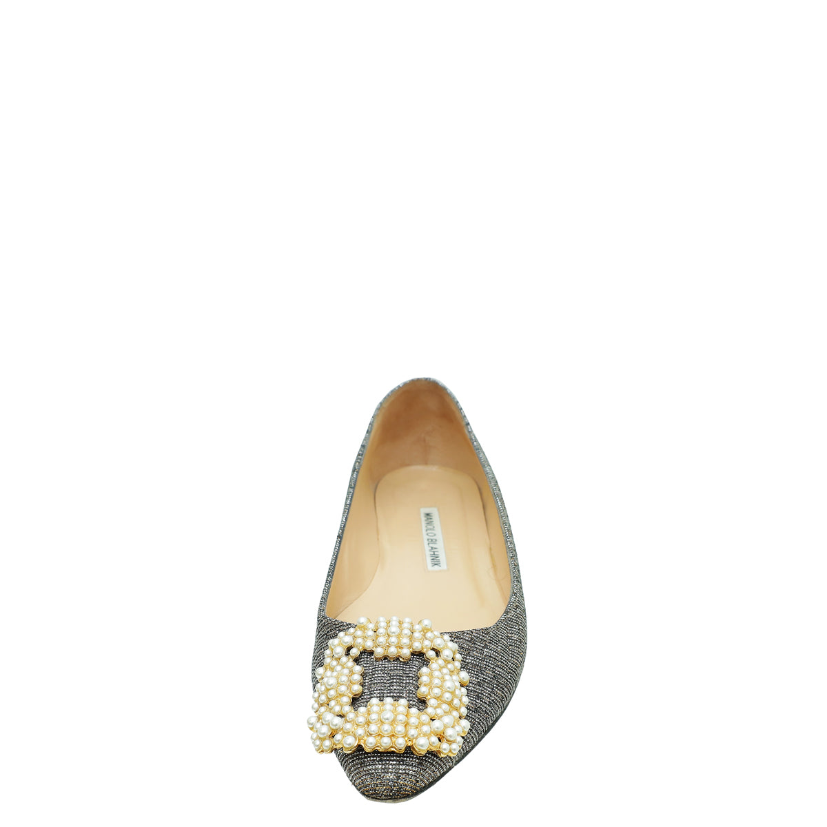 Manolo Blahnik Bicolor Hangisi Pearl Glitter Fabric Flat Ballerina 36-Manolo Blahnik-THE CLOSET