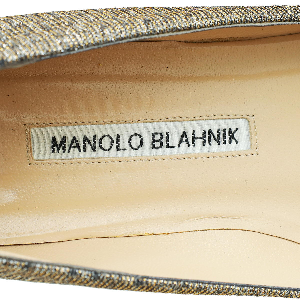 Manolo Blahnik Bicolor Hangisi Pearl Glitter Fabric Flat Ballerina 36