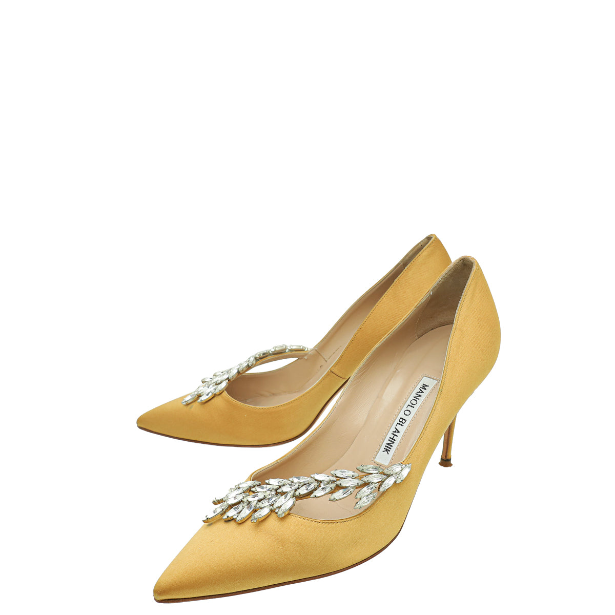 Manolo Blahnik Gold Satin Nadira Pumps 37-Manolo Blahnik-THE CLOSET