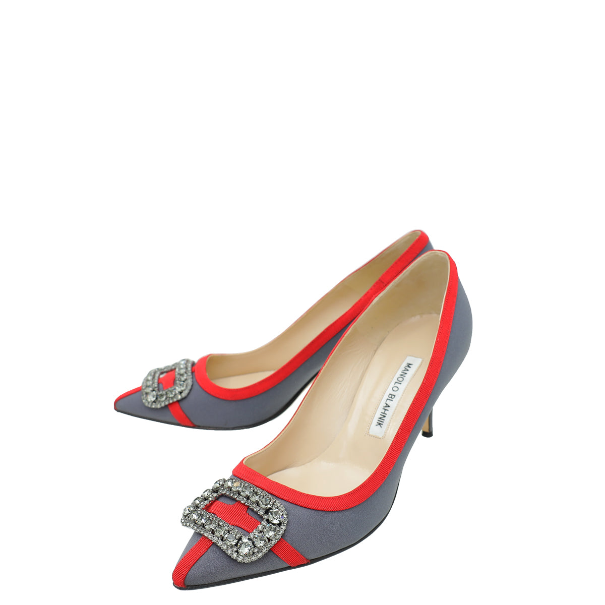 Manolo Blahnik Bicolor Gotrian Fabric Crystal Pump 39-Manolo Blahnik-THE CLOSET