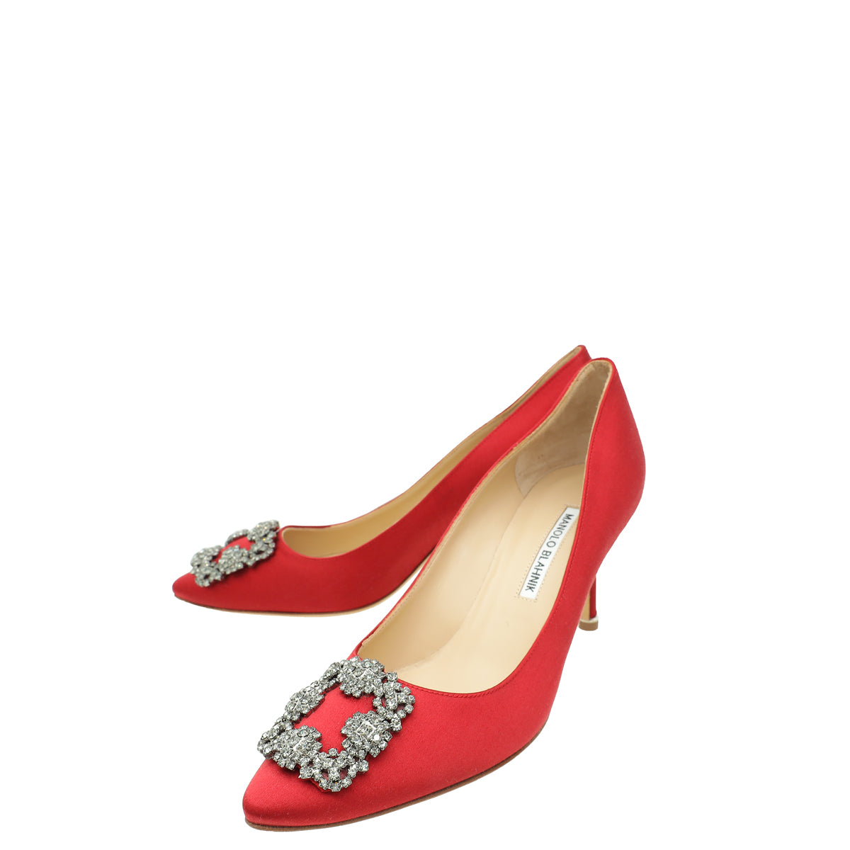 Manolo Blahnik Red Satin Hangisi Pump 39-Manolo Blahnik-THE CLOSET