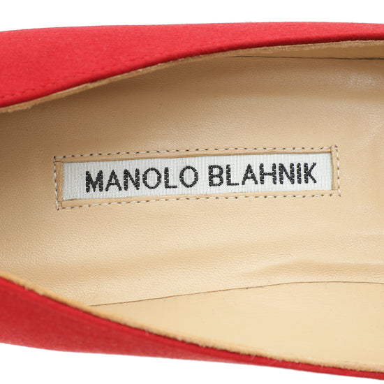 Manolo Blahnik Red Satin Hangisi Pump 39