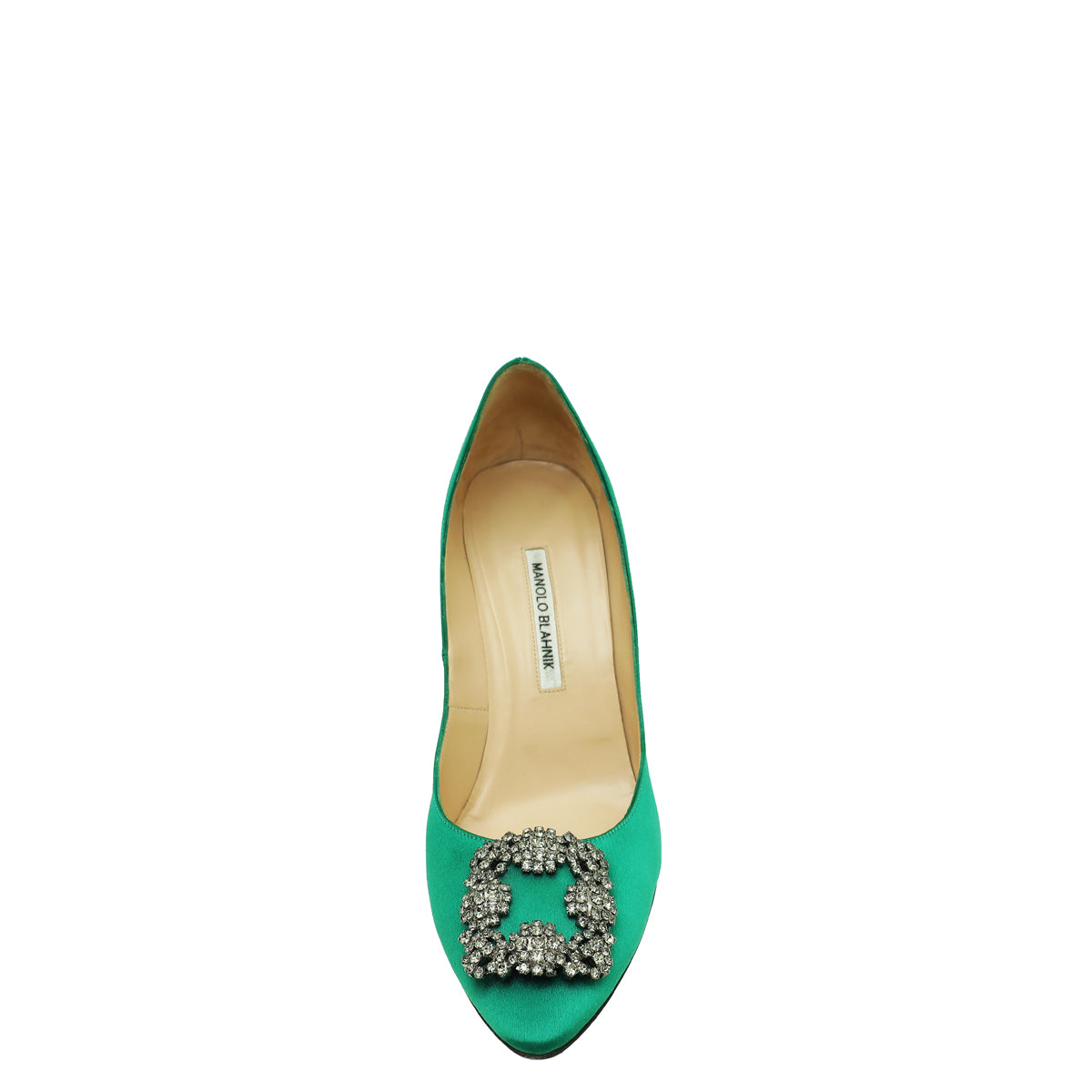 Manolo Blahnik Green Satin Hangisi Pumps 41-Manolo Blahnik-THE CLOSET