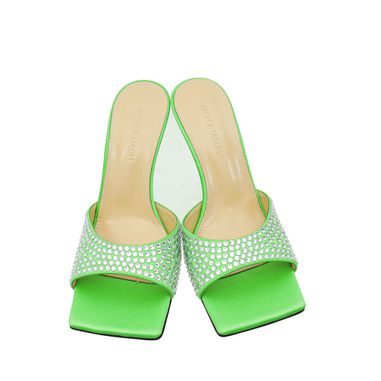 Mach & Mach Green Star Crystal-Embellished Mules 37