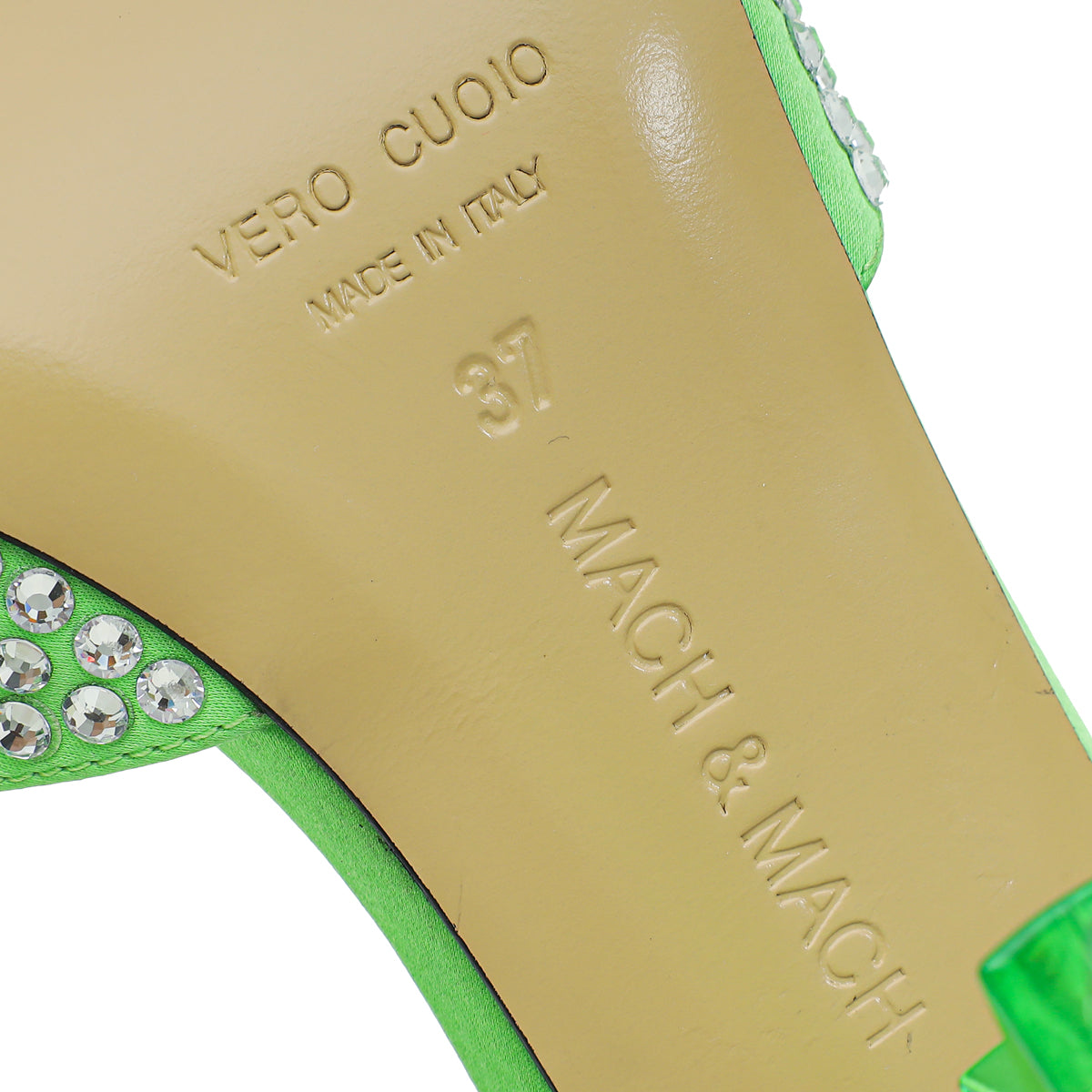 Mach & Mach Green Star Crystal-Embellished Mules 37