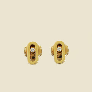 Messika 18K Yellow Gold Diamond Move Uno Stud Earrings