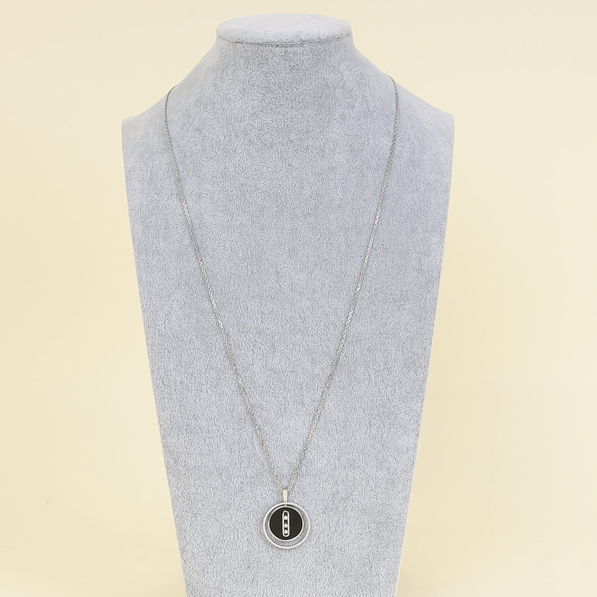 Messika 18K White Gold Lucky Move Diamond and Onyx Necklace-Messika-THE CLOSET