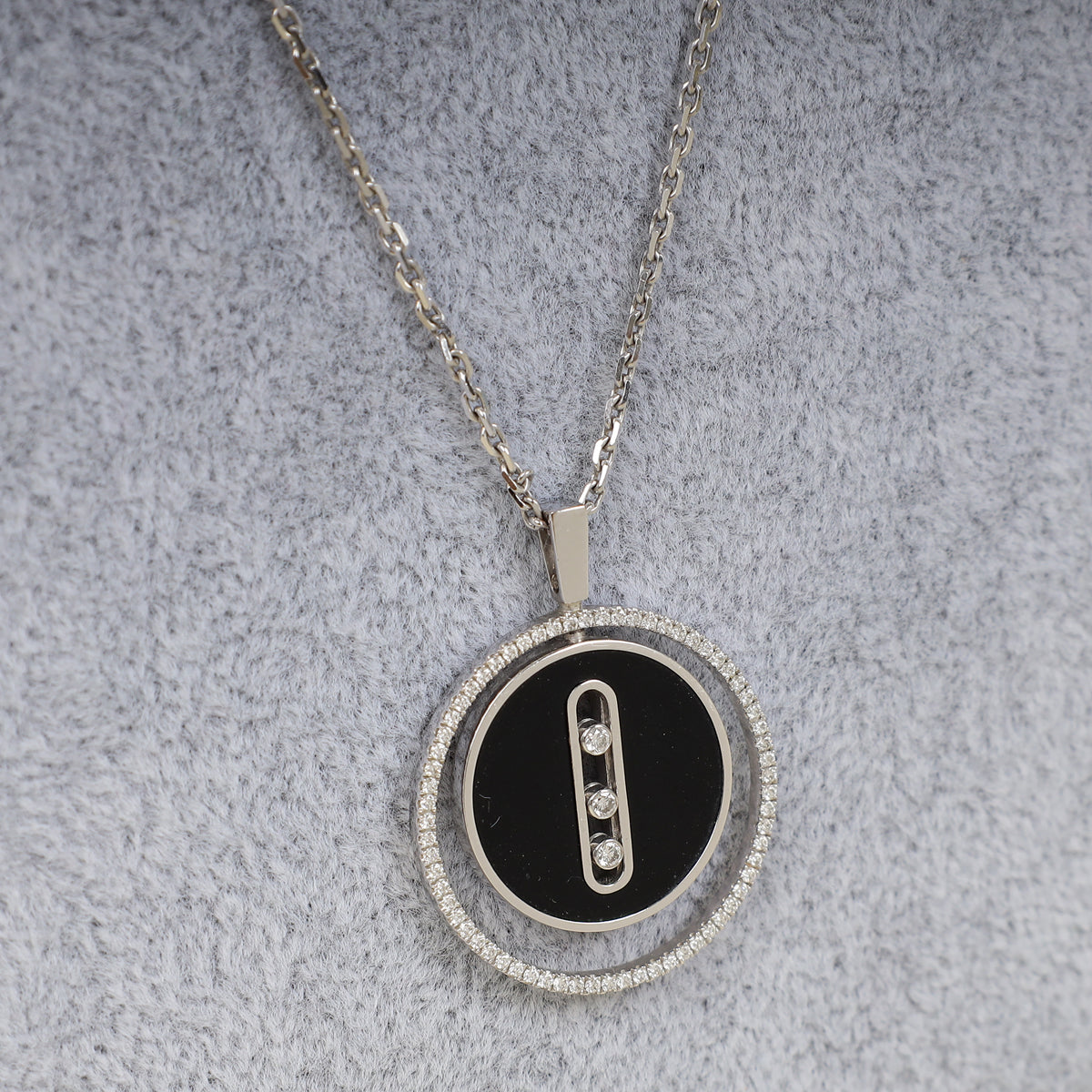 Messika 18K White Gold Lucky Move Diamond and Onyx Necklace-Messika-THE CLOSET