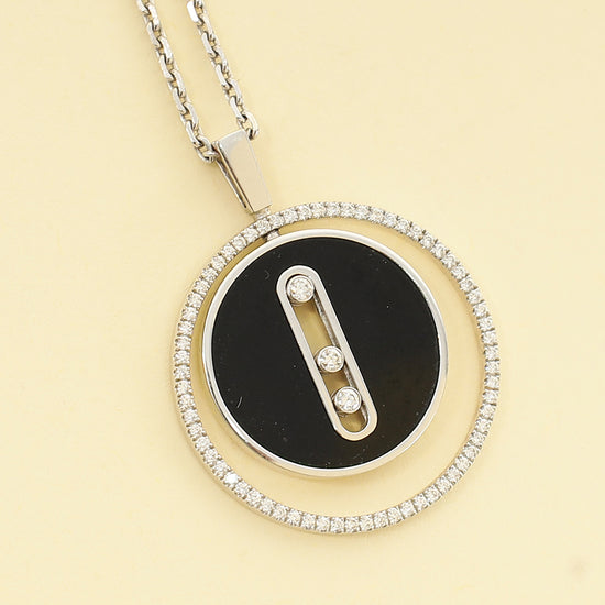 Messika 18K White Gold Lucky Move Diamond and Onyx Necklace-Messika-THE CLOSET