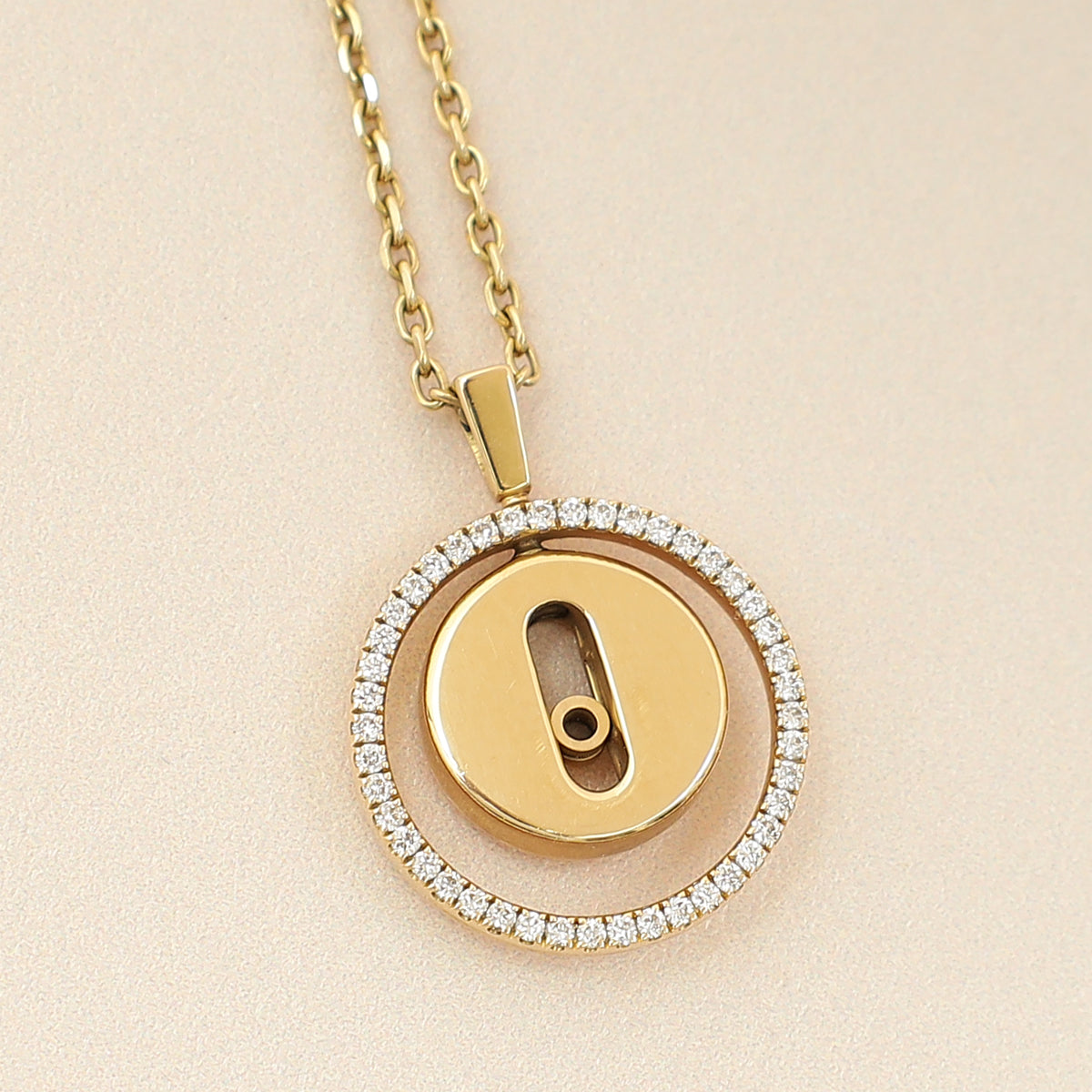 Messika 18K Yellow Gold Lucky Move SM Pendant Diamond Necklace