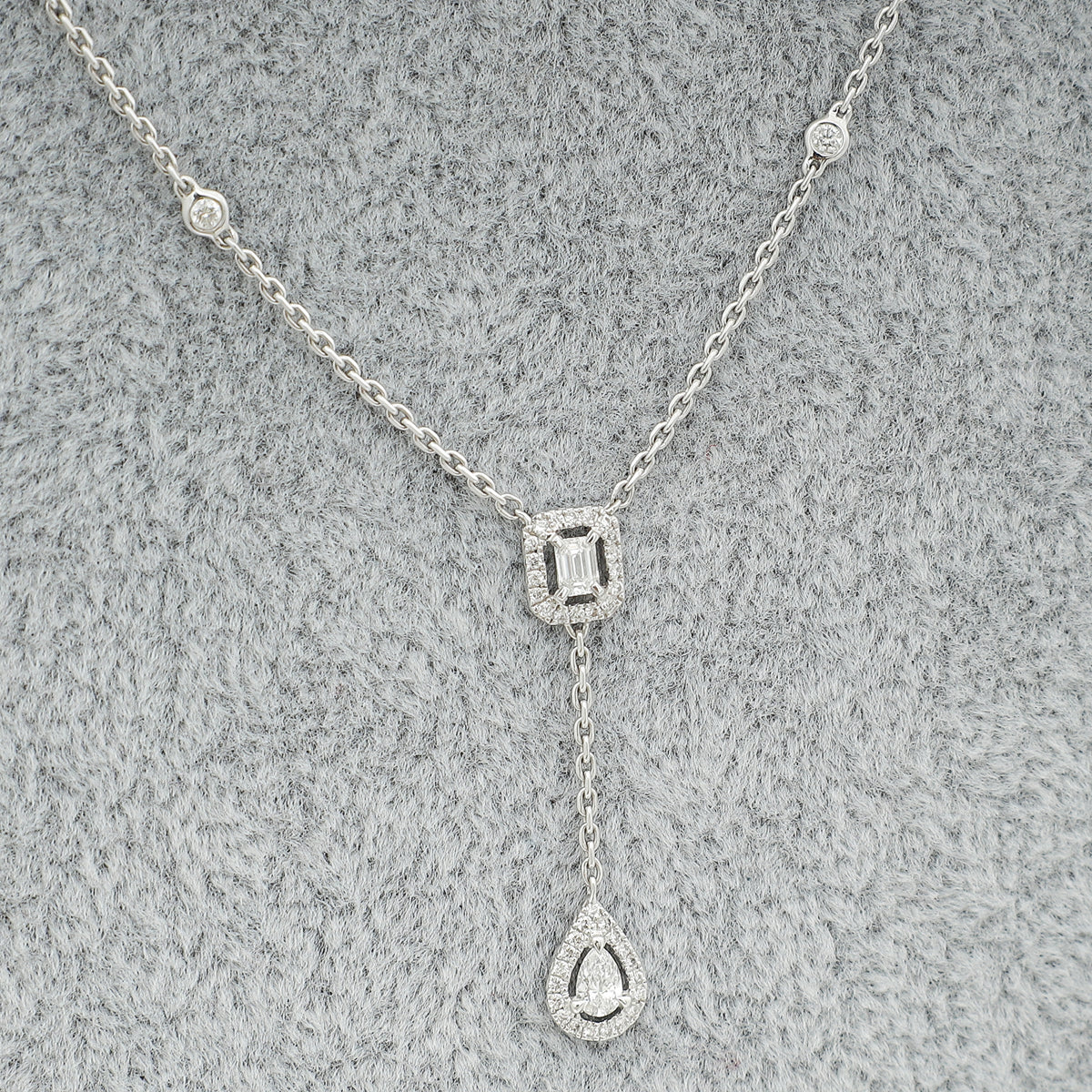 Messika 18K White Gold My Twin Tie Diamond Necklace-Messika-THE CLOSET