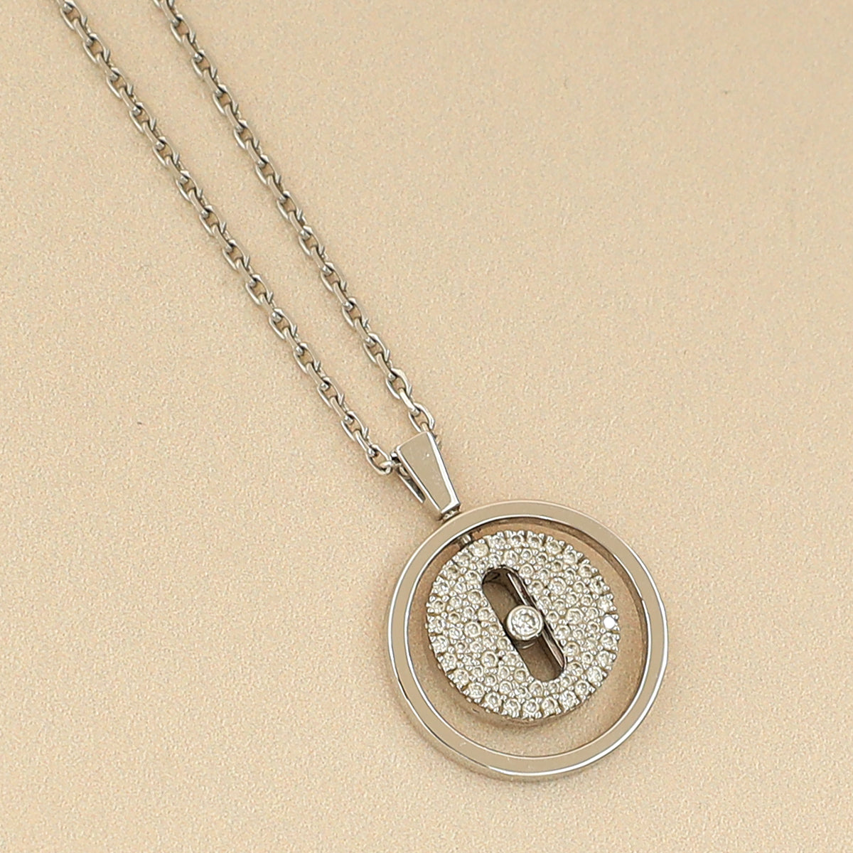 Messika 18K White Gold Diamond Lucky Move SM Pavé Pendant Necklace-Messika-THE CLOSET