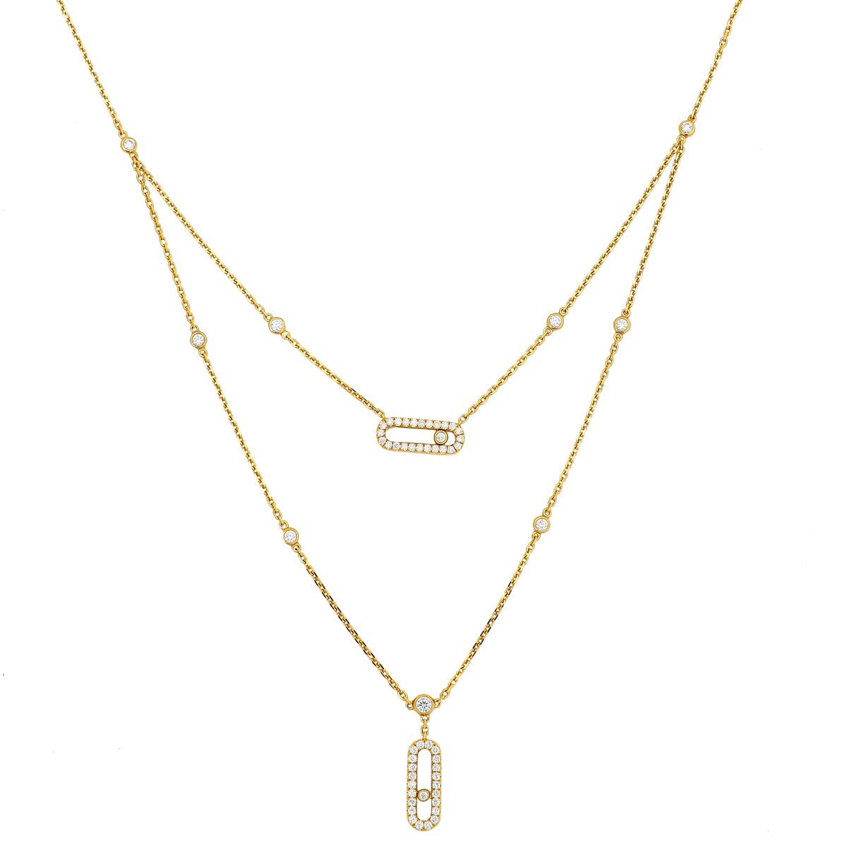 Messika 18K Yellow Gold Diamond Move Uno 2 Row Necklace-Messika-THE CLOSET