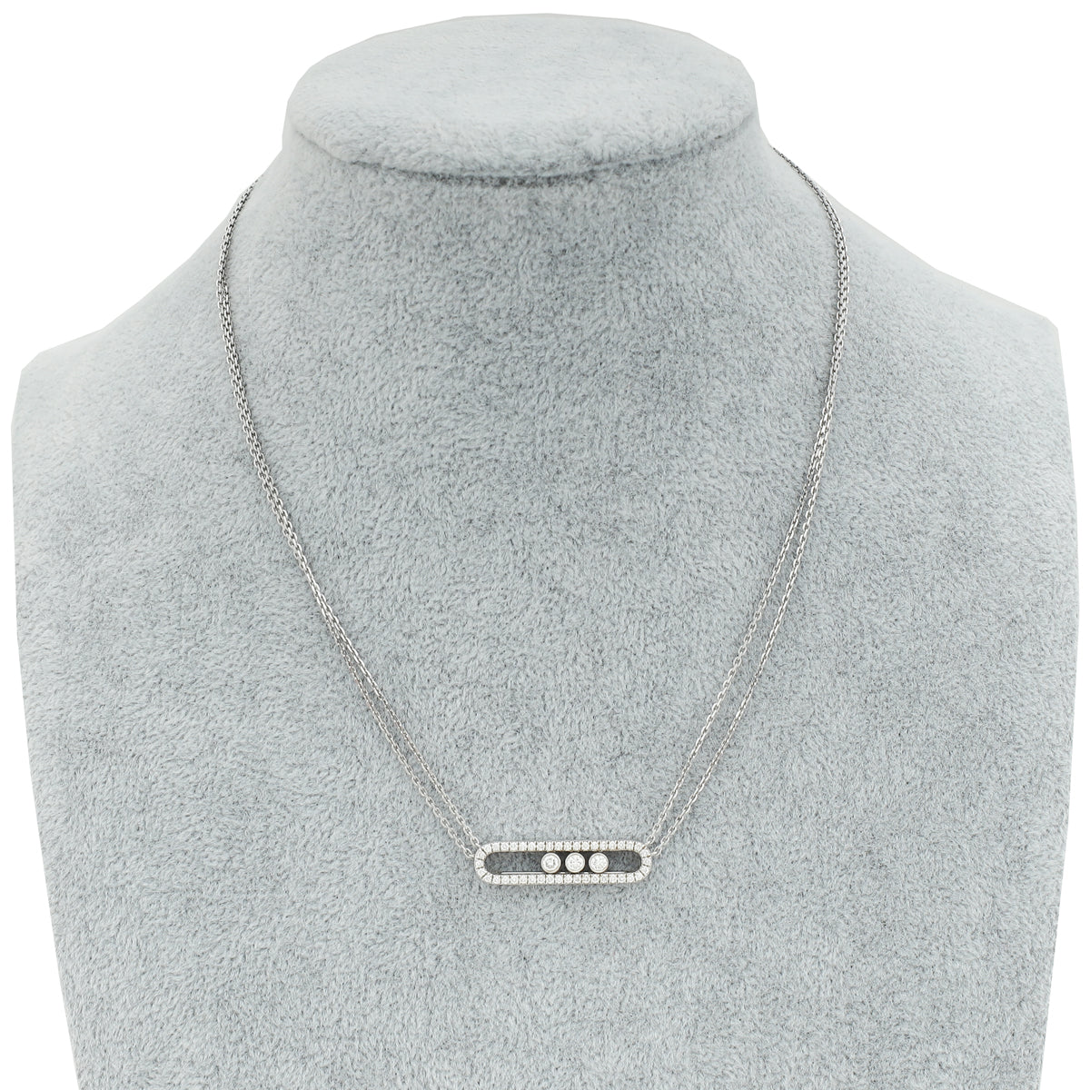 Messika 18K White Gold Move Pave Diamond Double Chain Necklace-Messika-THE CLOSET