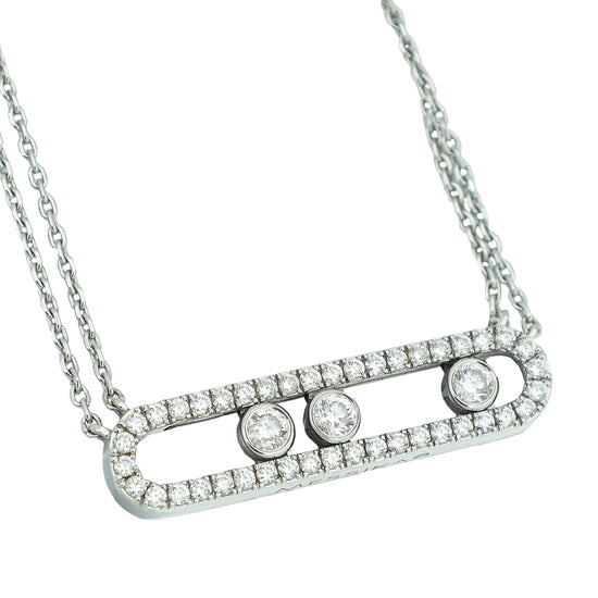 Messika 18K White Gold Diamond Move Pave Double Chain Necklace
