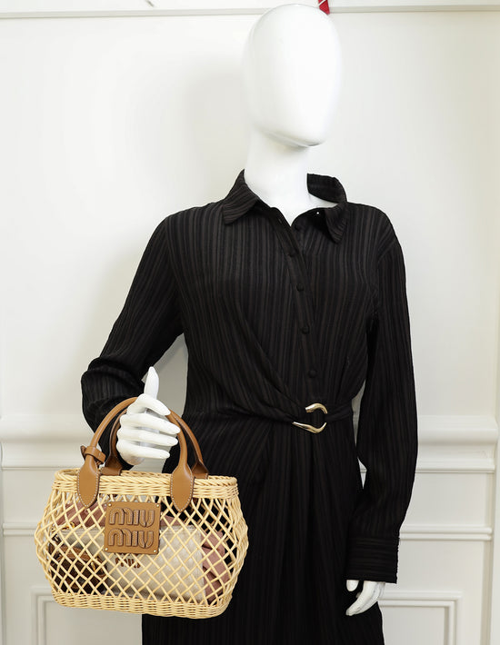 Miu Miu Bicolor Woven Fabric Bag