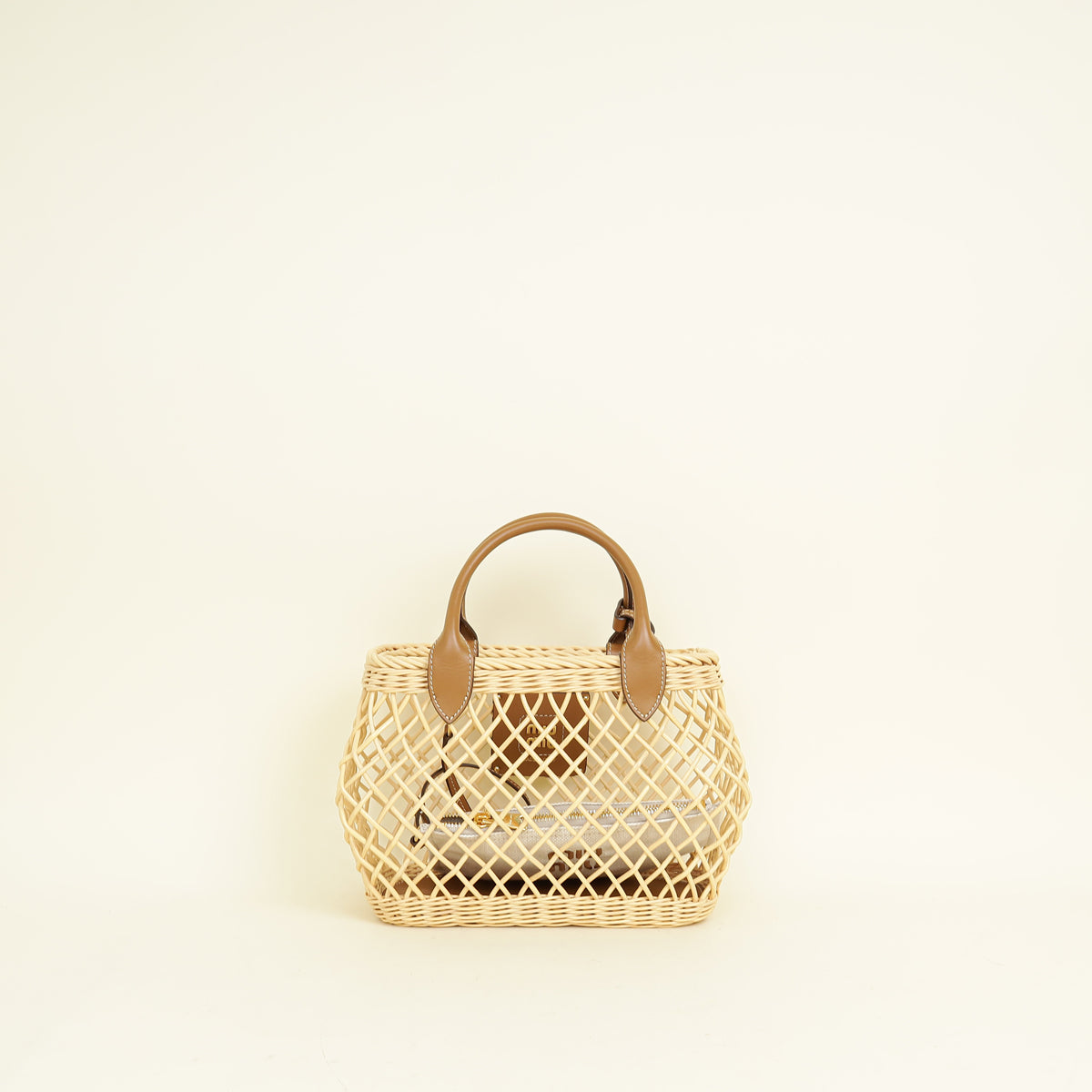 Miu Miu Bicolor Woven Fabric Bag
