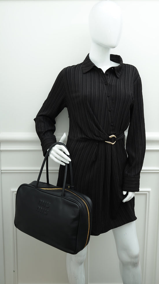 Load image into Gallery viewer, Miu Miu Black Beau Top-Handle Large Bag
