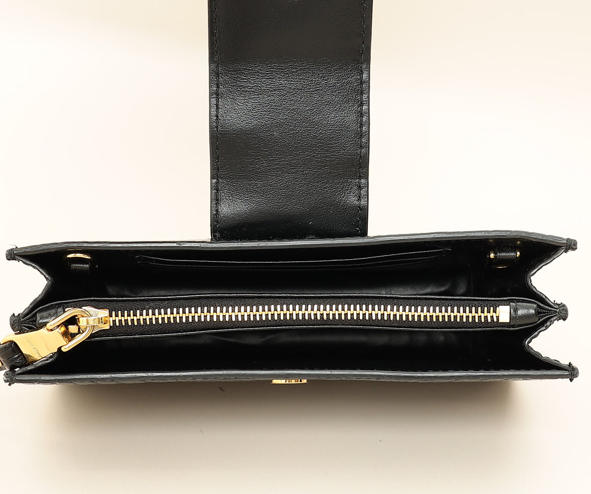 Miu Miu Black Crocodile Embossed Clutch Bag-MIU MIU-THE CLOSET