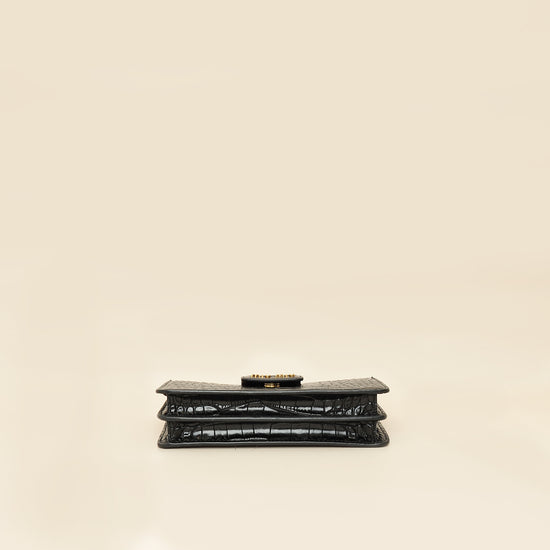 Load image into Gallery viewer, Miu Miu Black Crocodile Embossed Clutch Bag-MIU MIU-THE CLOSET
