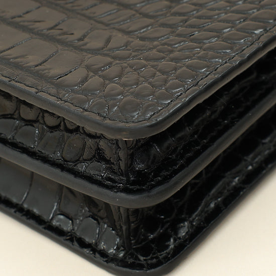 Load image into Gallery viewer, Miu Miu Black Crocodile Embossed Clutch Bag-MIU MIU-THE CLOSET
