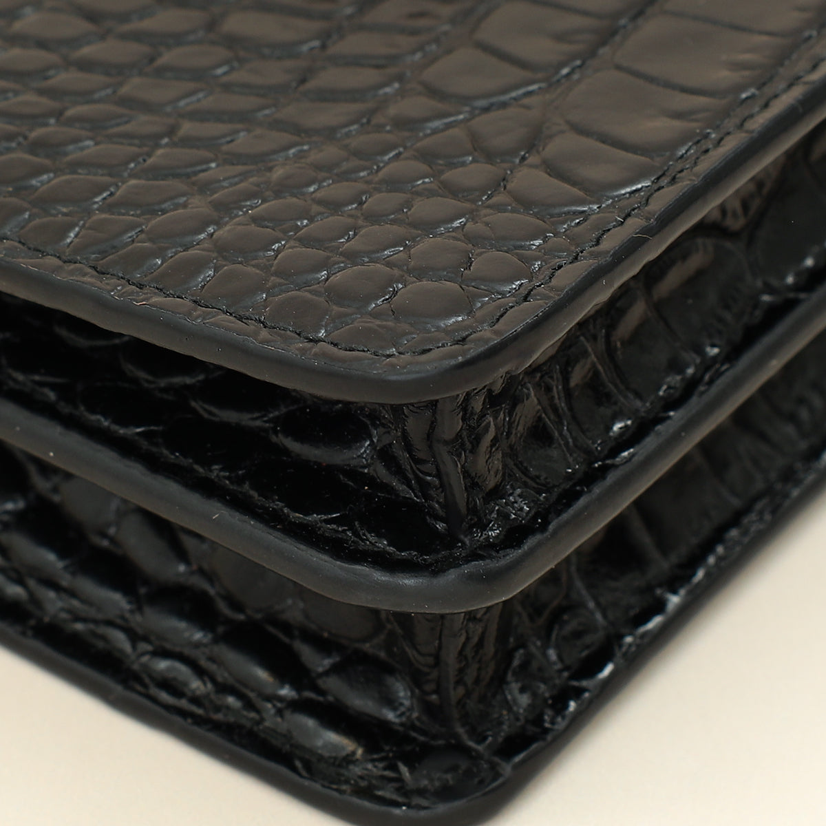 Miu Miu Black Crocodile Embossed Clutch Bag-MIU MIU-THE CLOSET