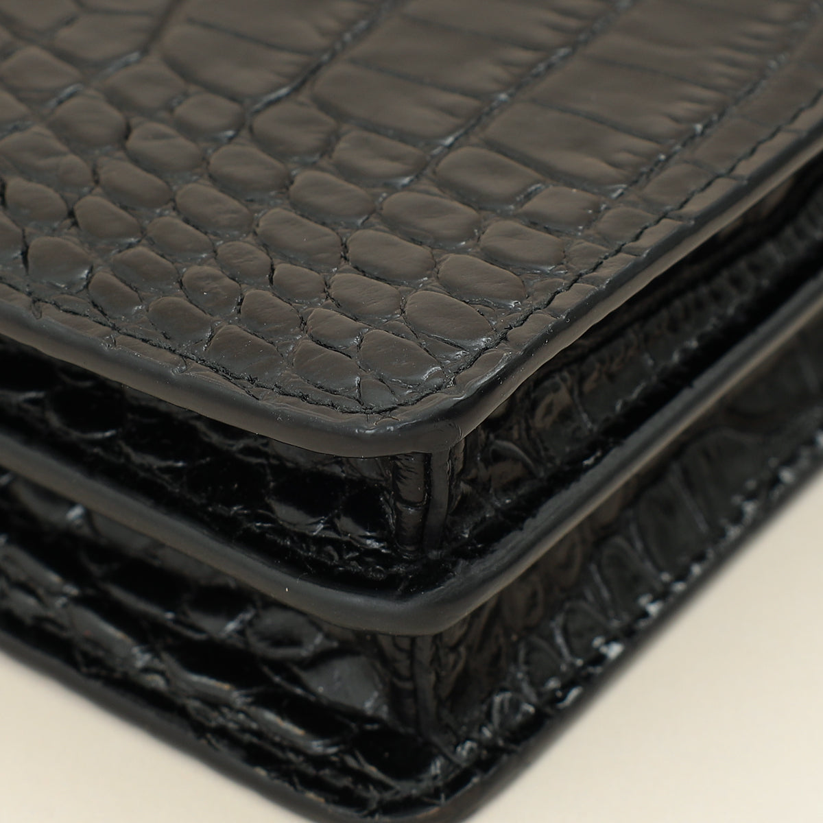 Miu Miu Black Crocodile Embossed Clutch Bag-MIU MIU-THE CLOSET