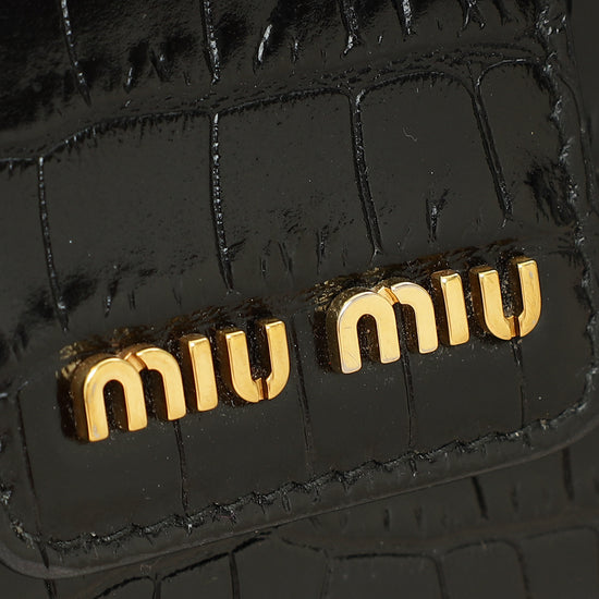 Load image into Gallery viewer, Miu Miu Black Crocodile Embossed Clutch Bag-MIU MIU-THE CLOSET

