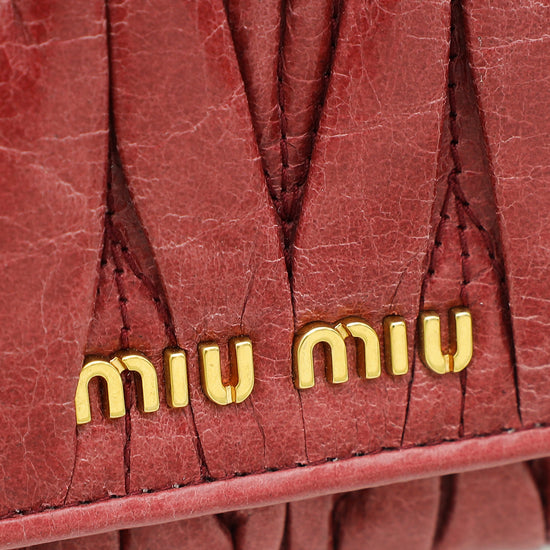 MIU MIU Red Pink Matelassé Nappa Wallet