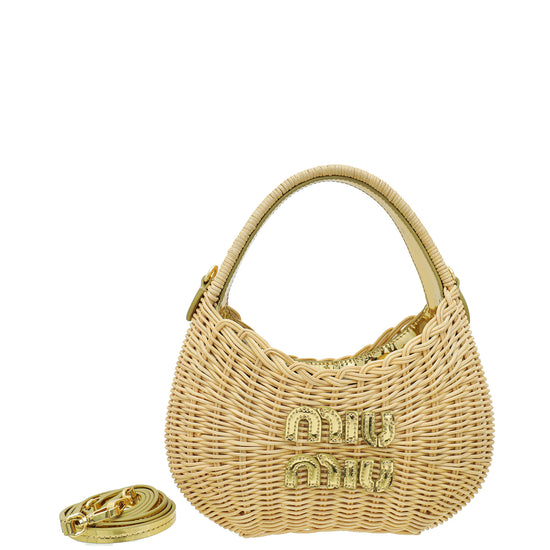 MIU MIU Bicolor Wander Wicker Shoulder Bag