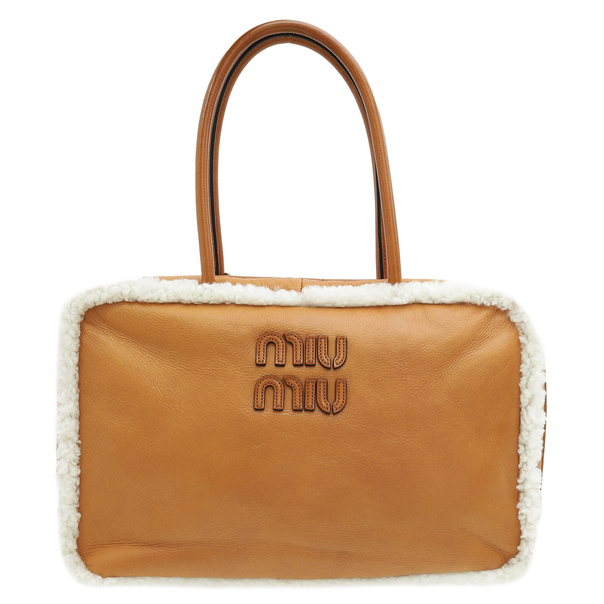 Miu Miu Bicolor Beau Shearling Top-Handle Bag-MIU MIU-THE CLOSET