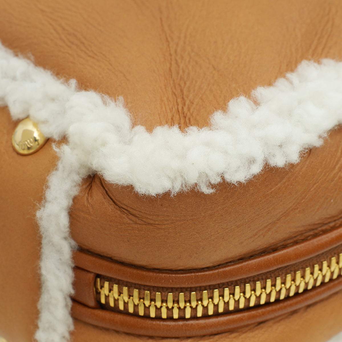 Miu Miu Bicolor Beau Shearling Top-Handle Bag