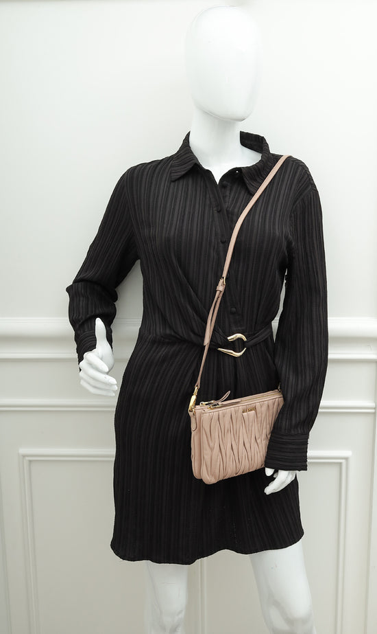 Load image into Gallery viewer, Miu Miu Nude Double Zip Matelassé Crossbody Bag
