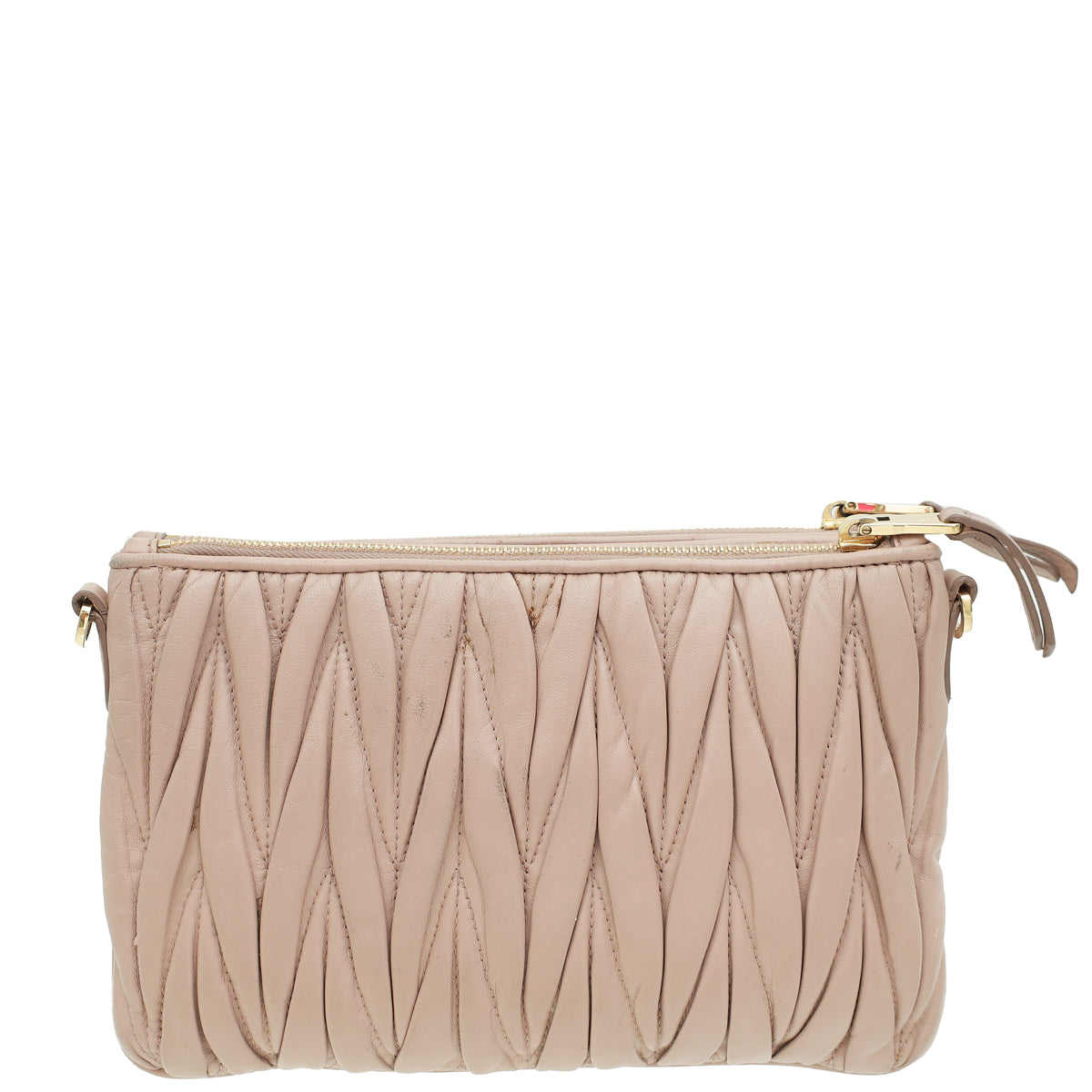 Miu Miu Nude Double Zip Matelassé Crossbody Bag-MIU MIU-THE CLOSET