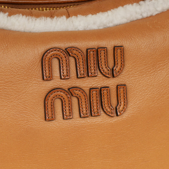 Miu Miu Bicolor Beau Shearling Top-Handle Bag-MIU MIU-THE CLOSET