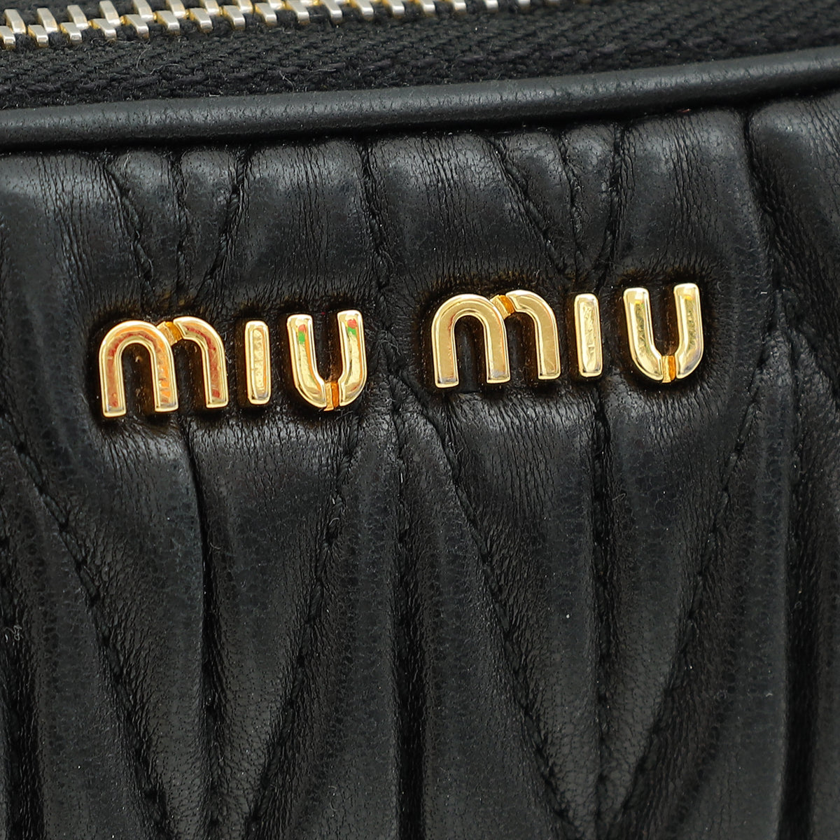 Miu Miu Black Nappa Matelasse Double Zip Crossbody Bag