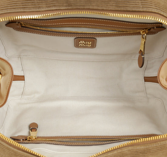 Miu Miu Brown Beau Corduroy Top Handle Bag