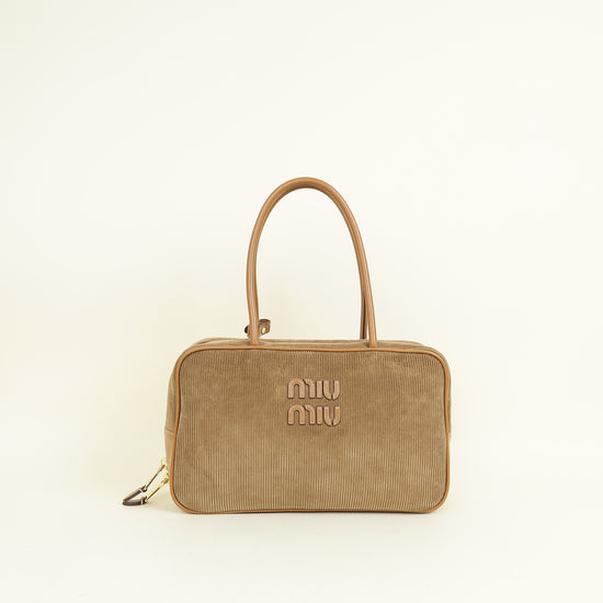 Miu Miu Brown Beau Corduroy Top Handle Bag