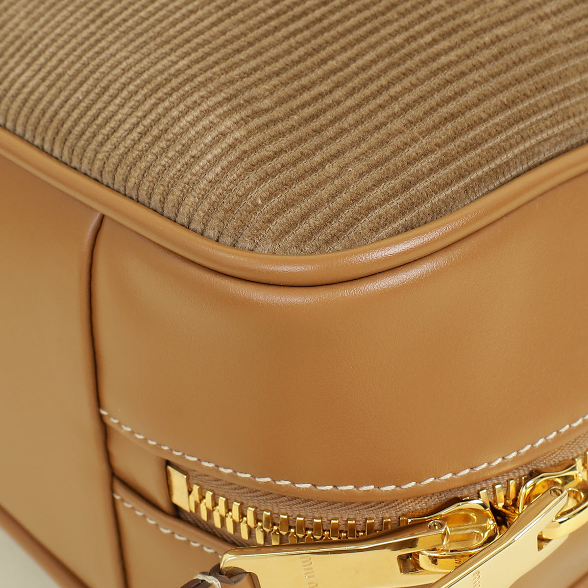 Miu Miu Brown Beau Corduroy Top Handle Bag