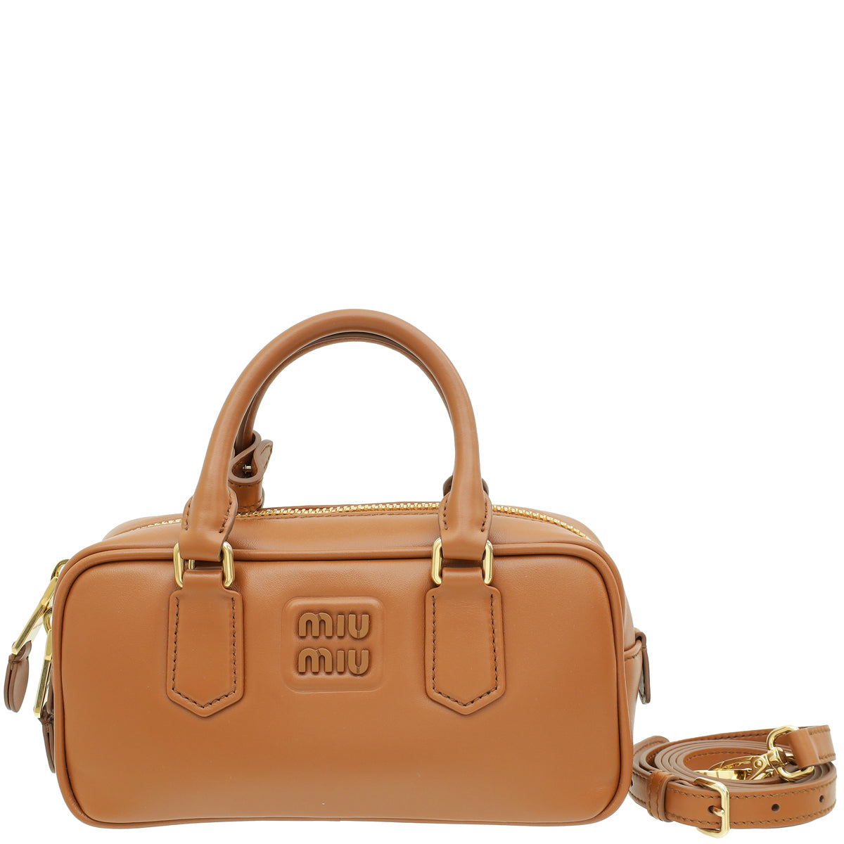 Miu Miu Cognac Arcadie Soft Padded Bag-MIU MIU-THE CLOSET